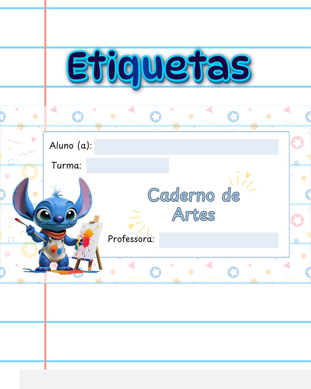Etiquetas Stitch Editáveis no Canva para Professores