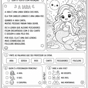 Leitura e Interpretação – Folclore Brasileiro | Nível 1 | Para colorir