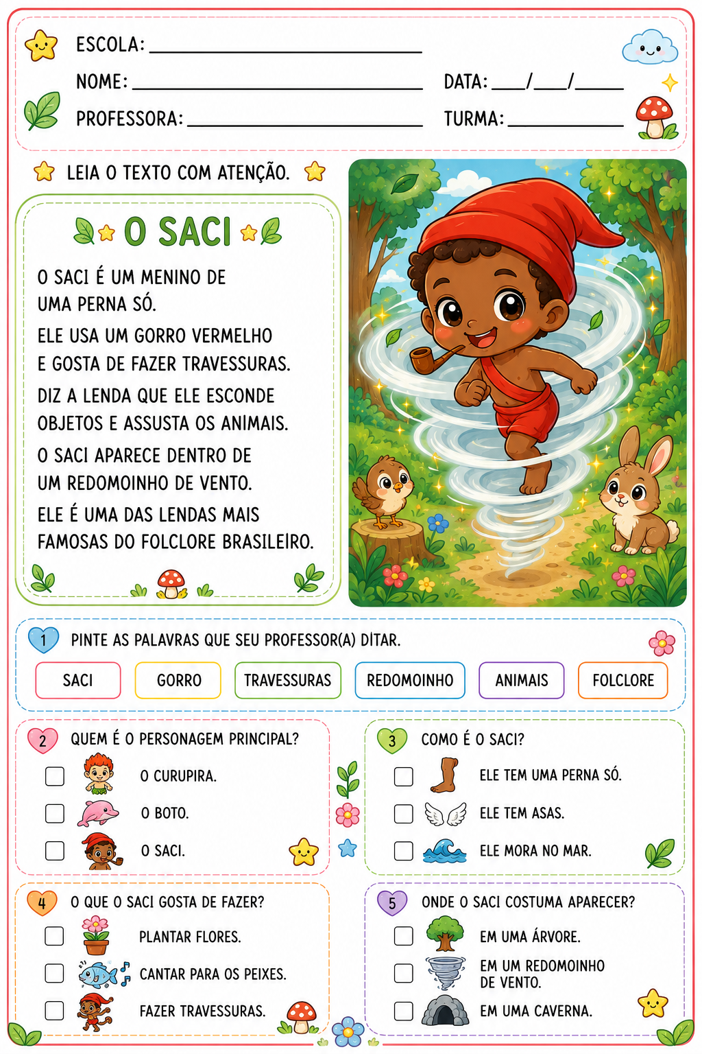 Leitura e Interpretação – Folclore Brasileiro | Nível 1 - Imagem 2
