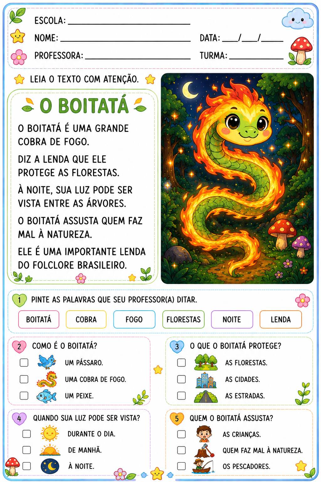 Leitura e Interpretação – Folclore Brasileiro | Nível 1 - Imagem 3