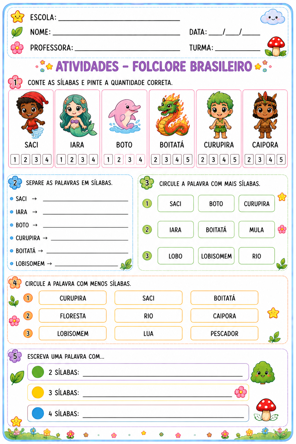 Atividades sobre Folclore Brasileiro – PDF para Imprimir - Imagem 7