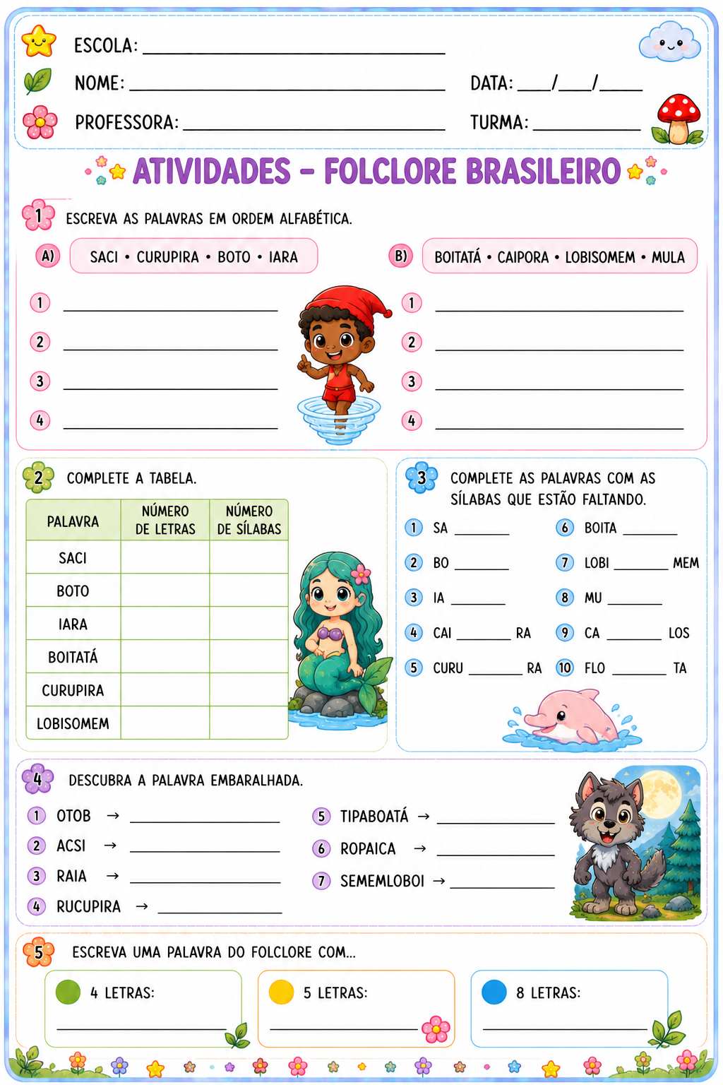 Atividades sobre Folclore Brasileiro – PDF para Imprimir - Imagem 6