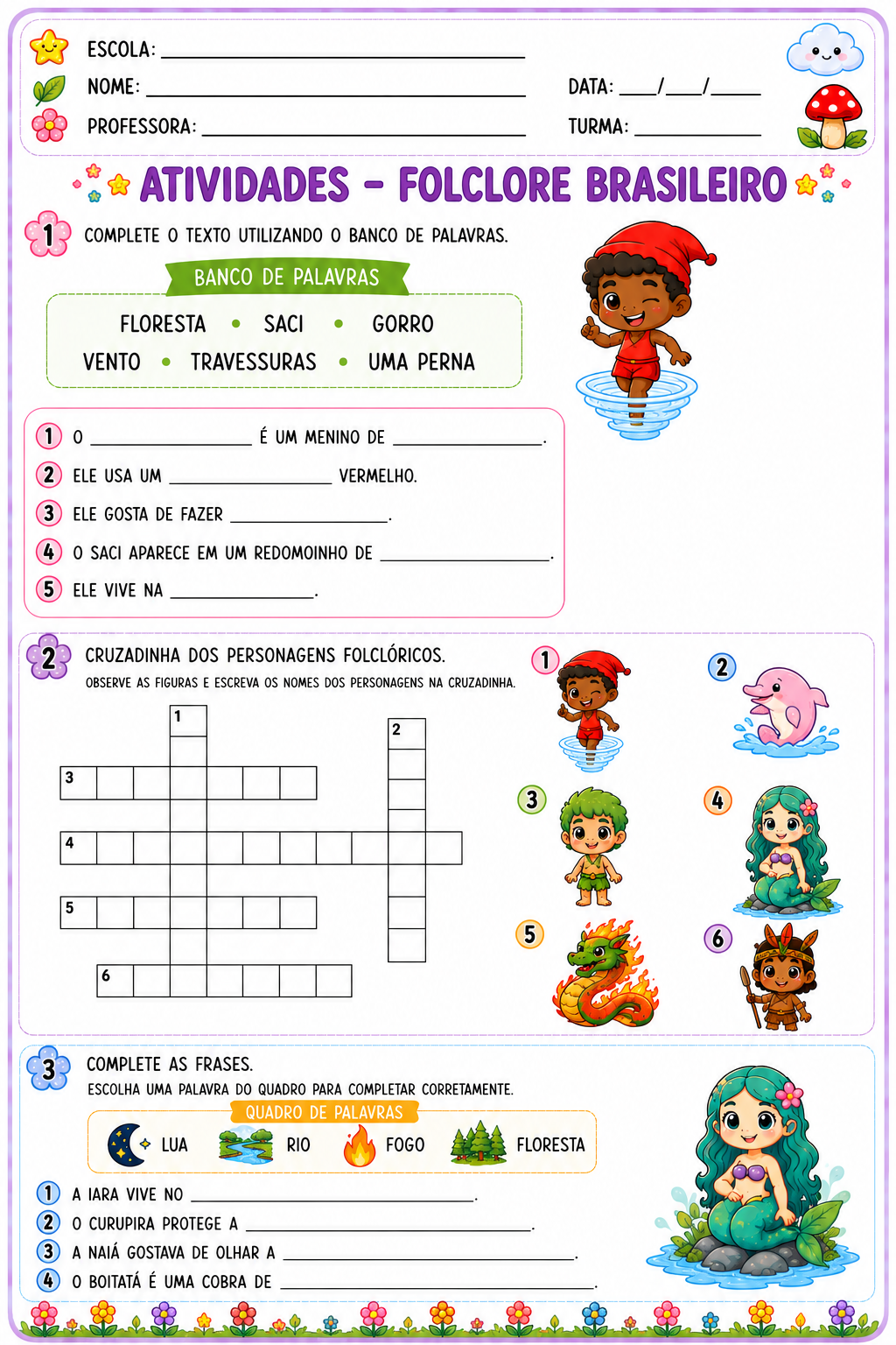 Atividades sobre Folclore Brasileiro – PDF para Imprimir - Imagem 4