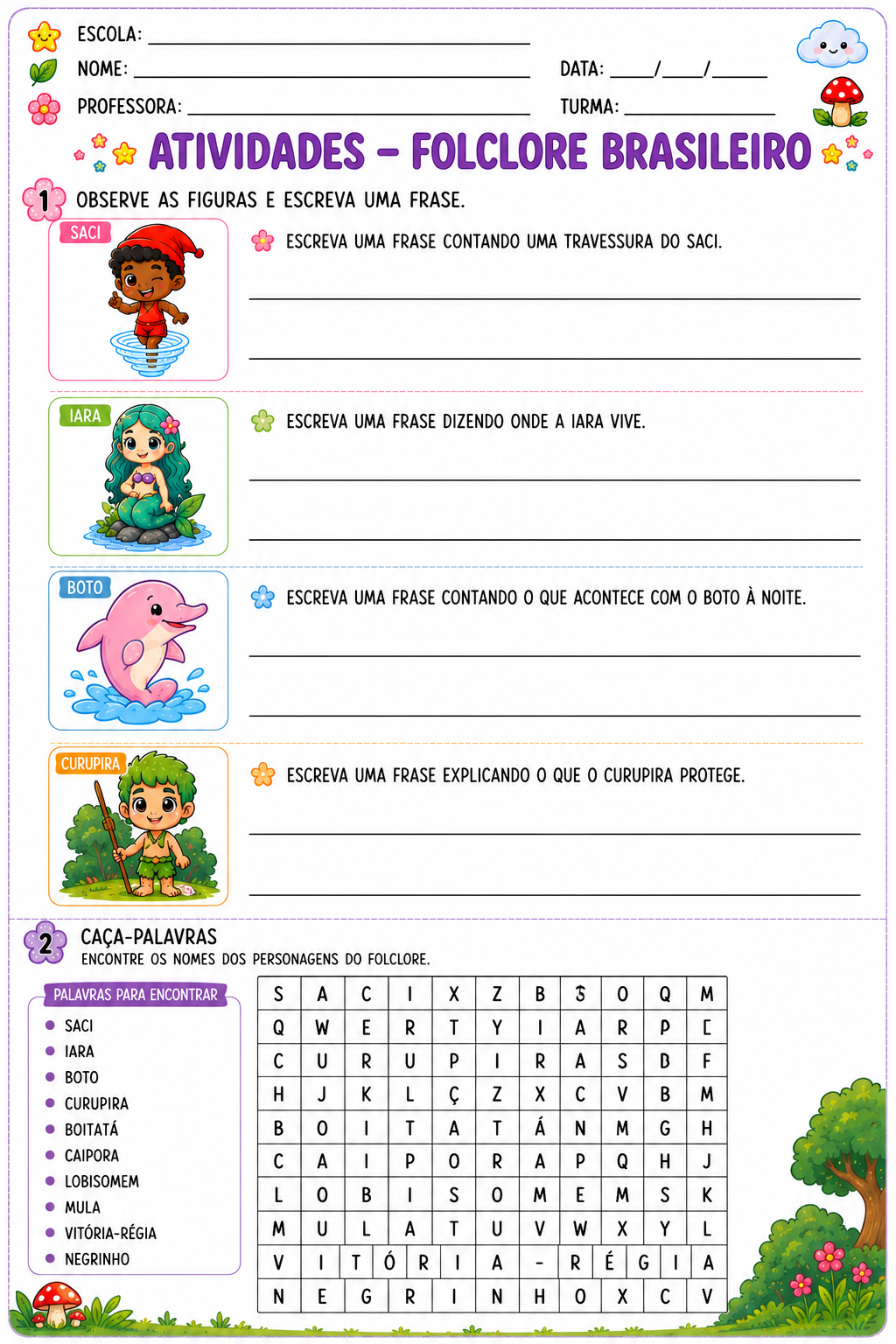 Atividades sobre Folclore Brasileiro – PDF para Imprimir - Imagem 3