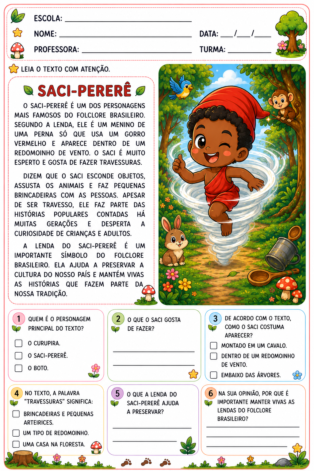 Leitura e Interpretação – Folclore Brasileiro | Nível 2