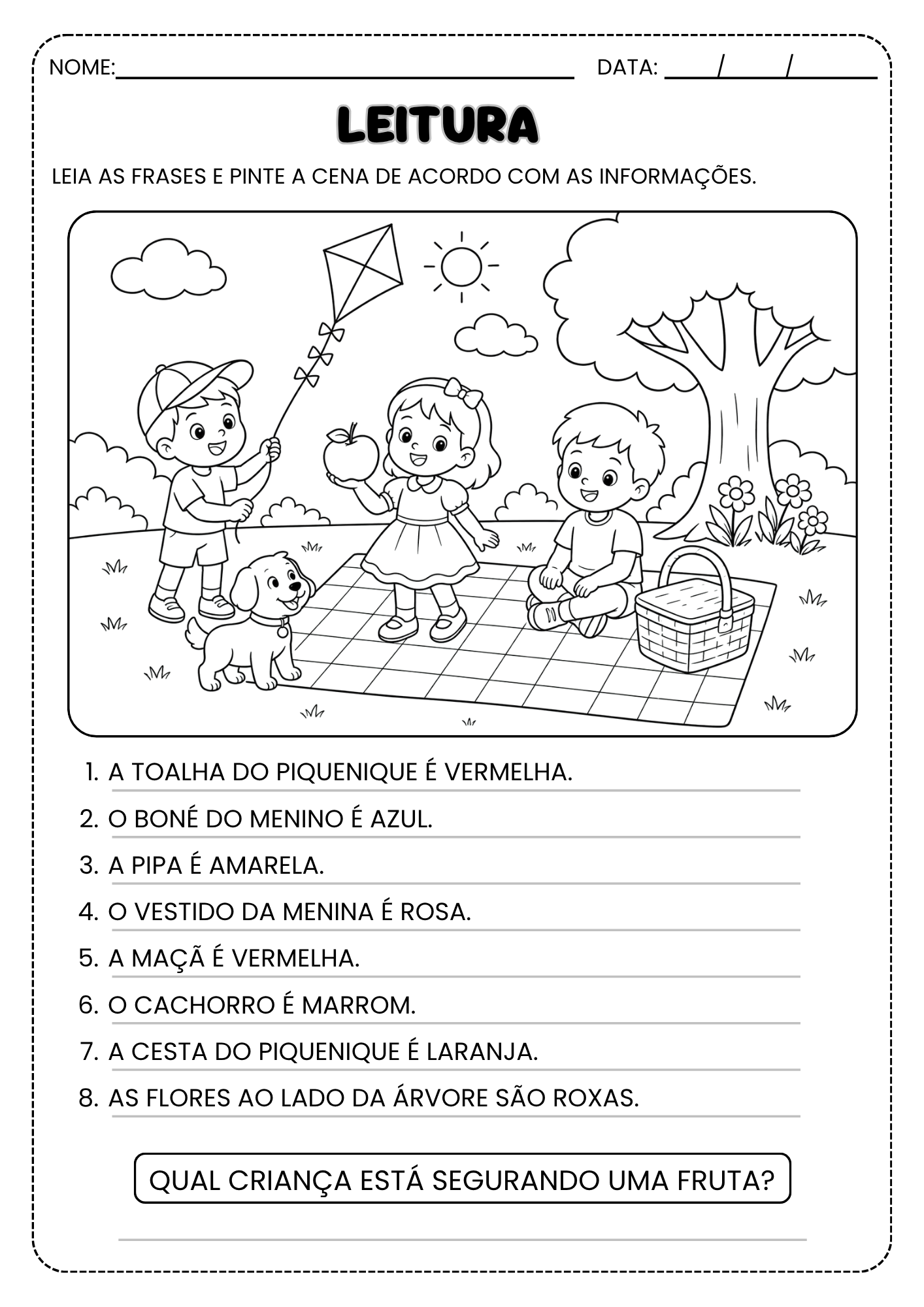 COMPREENSÃO LEITORA — LEIA, COMPREENDA E PINTE! - Imagem 2