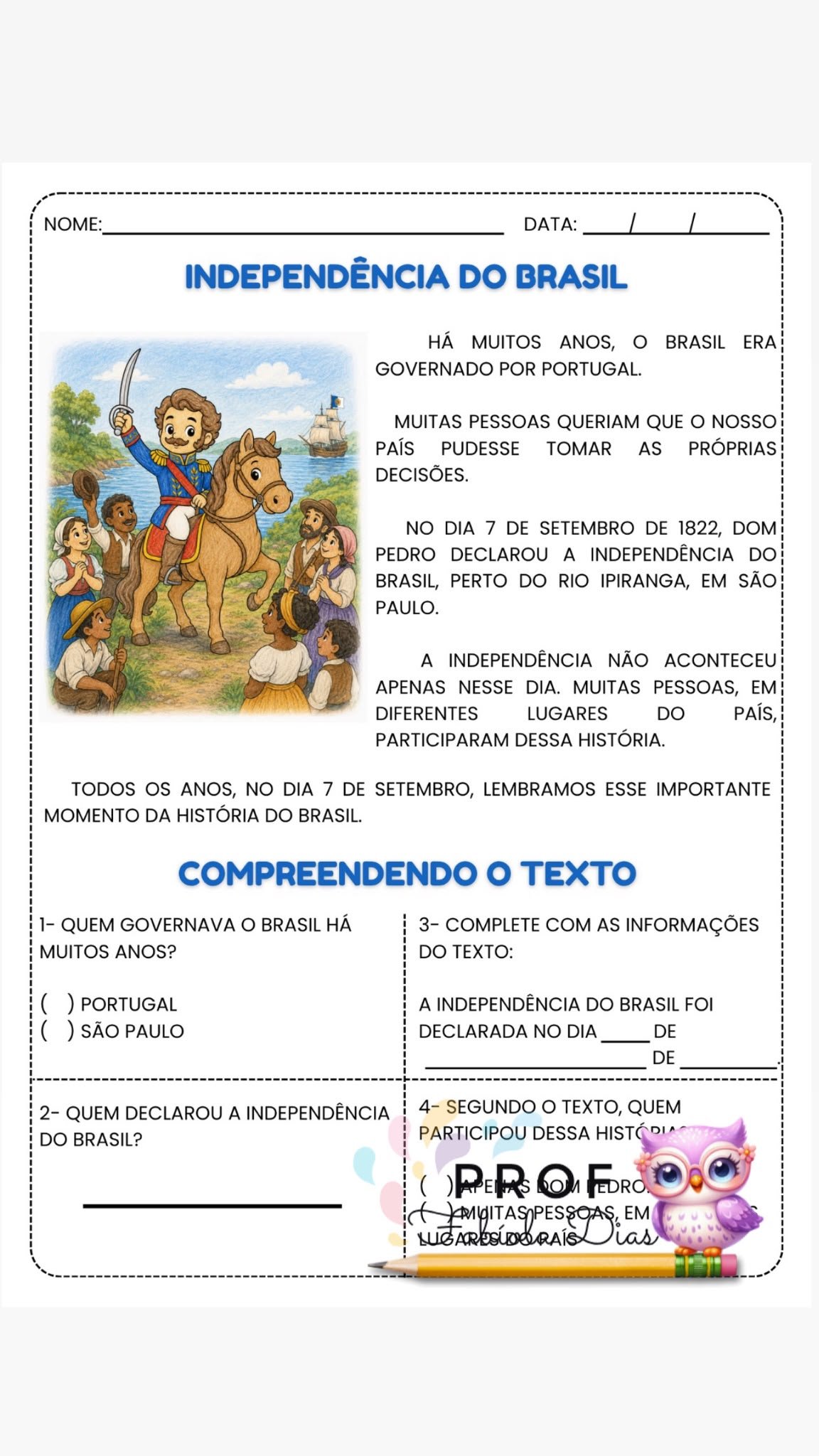 INDEPENDÊNCIA DO BRASIL – ATIVIDADES, AGAMÓGRAFO E MURAL INTERATIVO - Imagem 7