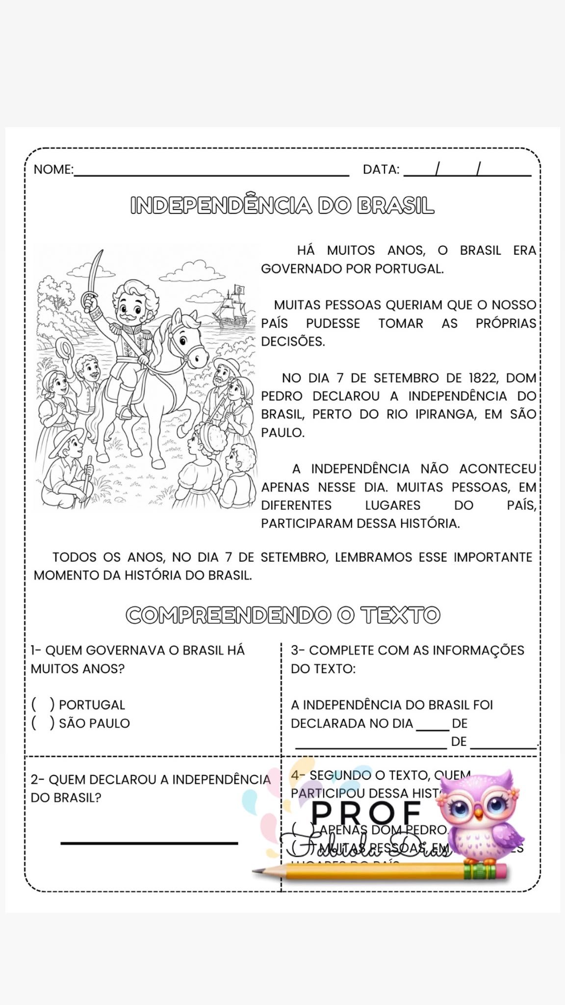 INDEPENDÊNCIA DO BRASIL – ATIVIDADES, AGAMÓGRAFO E MURAL INTERATIVO - Imagem 6
