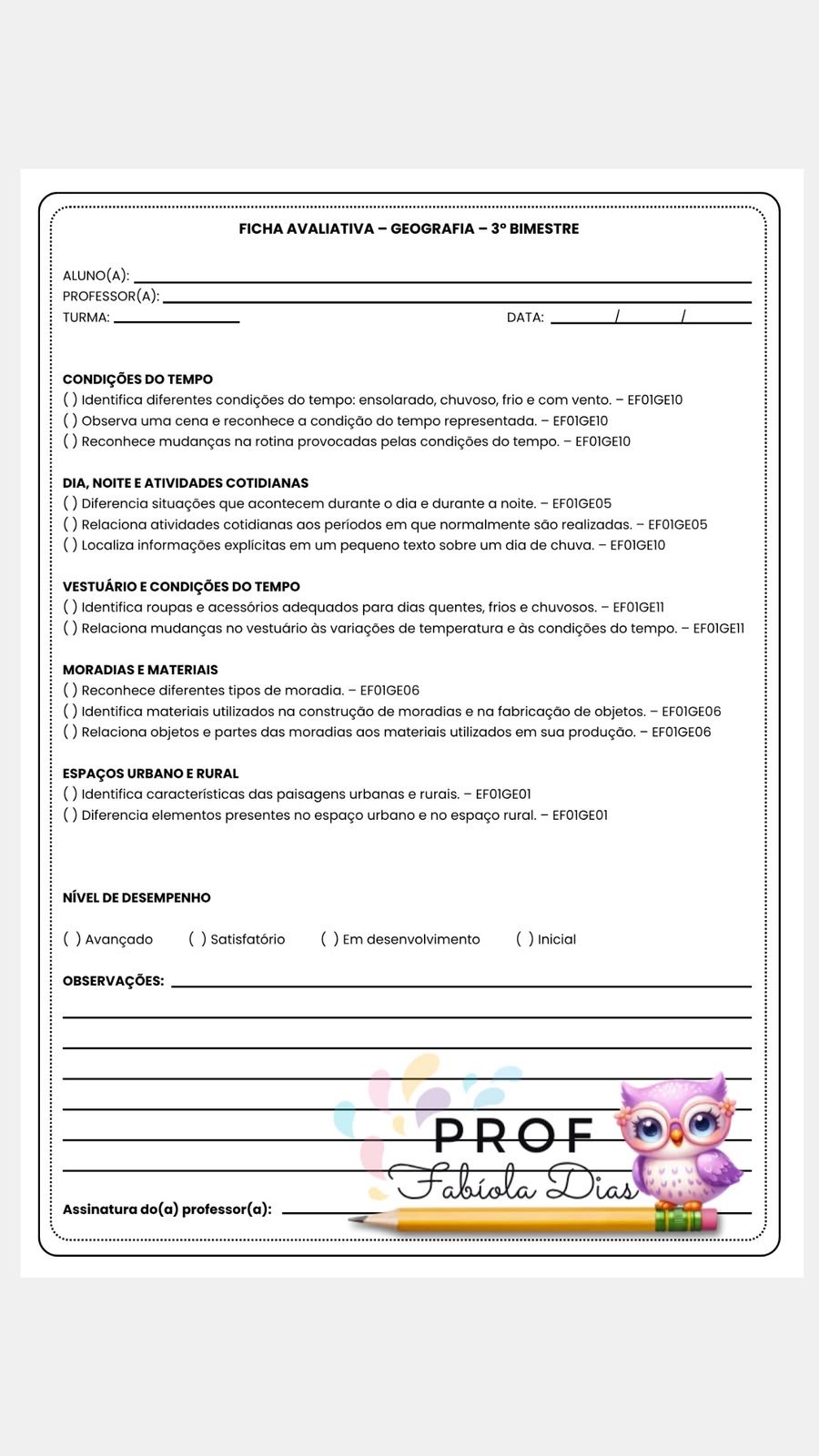 AVALIAÇÕES DE CIÊNCIAS, HISTÓRIA E GEOGRAFIA – 1º ANO – 3º BIMESTRE - EDITÁVEIS - Imagem 13