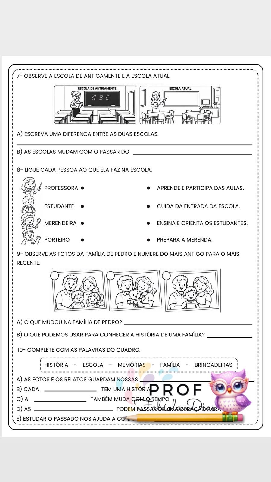 AVALIAÇÕES DE CIÊNCIAS, HISTÓRIA E GEOGRAFIA – 1º ANO – 3º BIMESTRE - EDITÁVEIS - Imagem 7