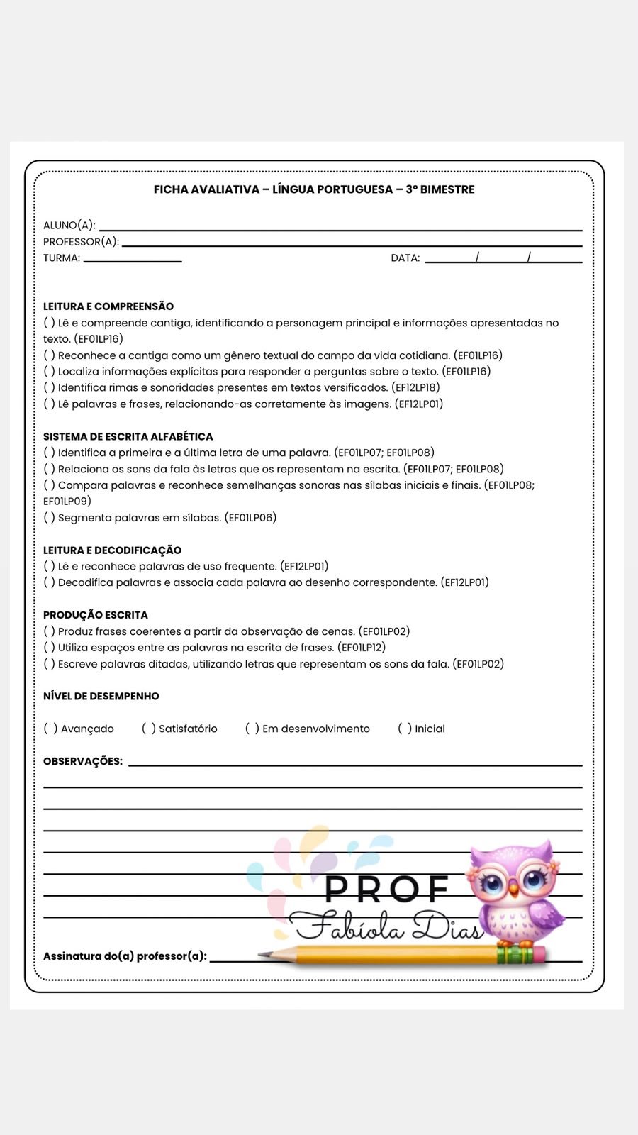 Avaliações de Português e Matemática – 1º Ano – 3º Bimestre | Editável no Canva - Imagem 8