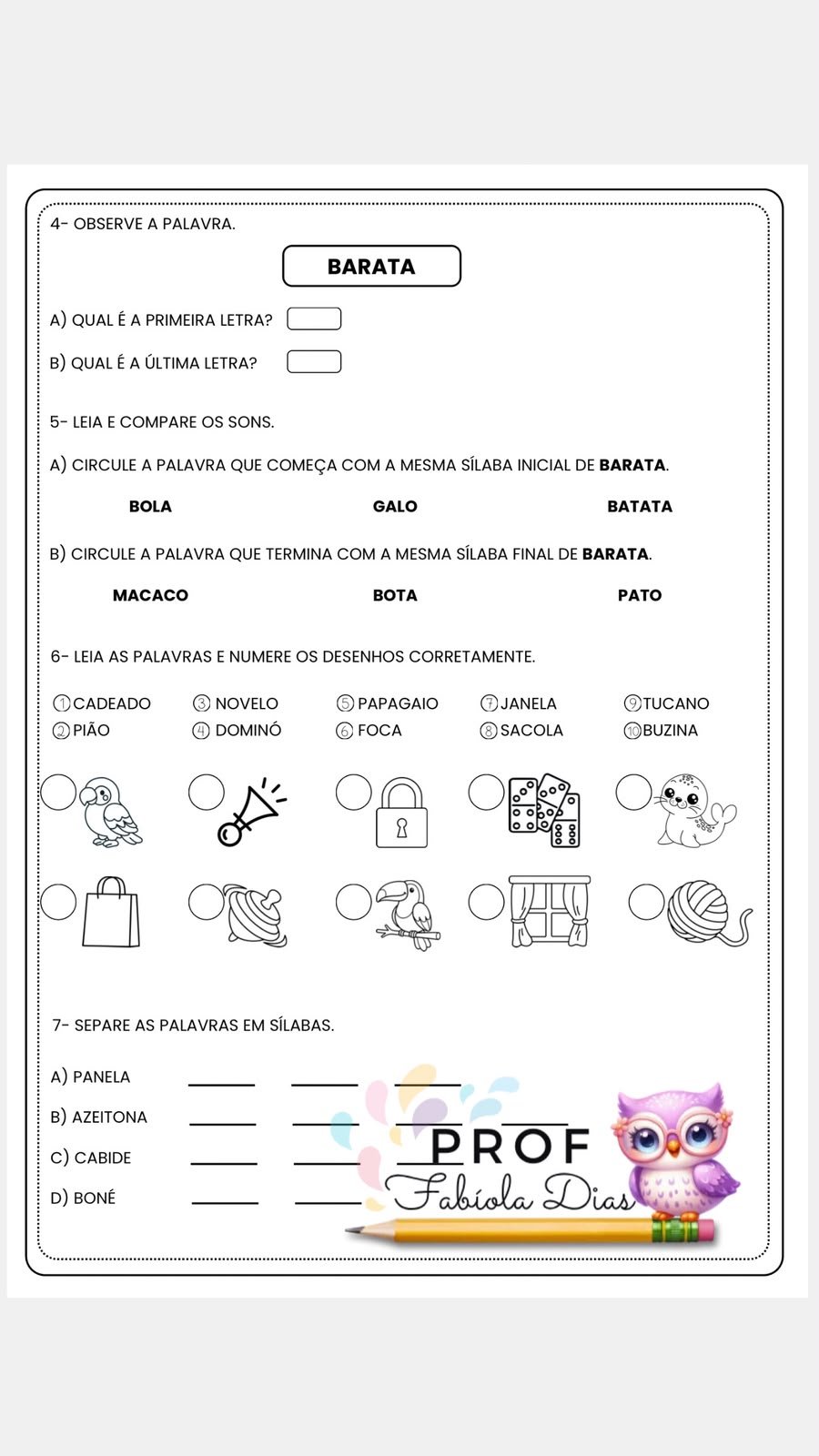 Avaliações de Português e Matemática – 1º Ano – 3º Bimestre | Editável no Canva - Imagem 3