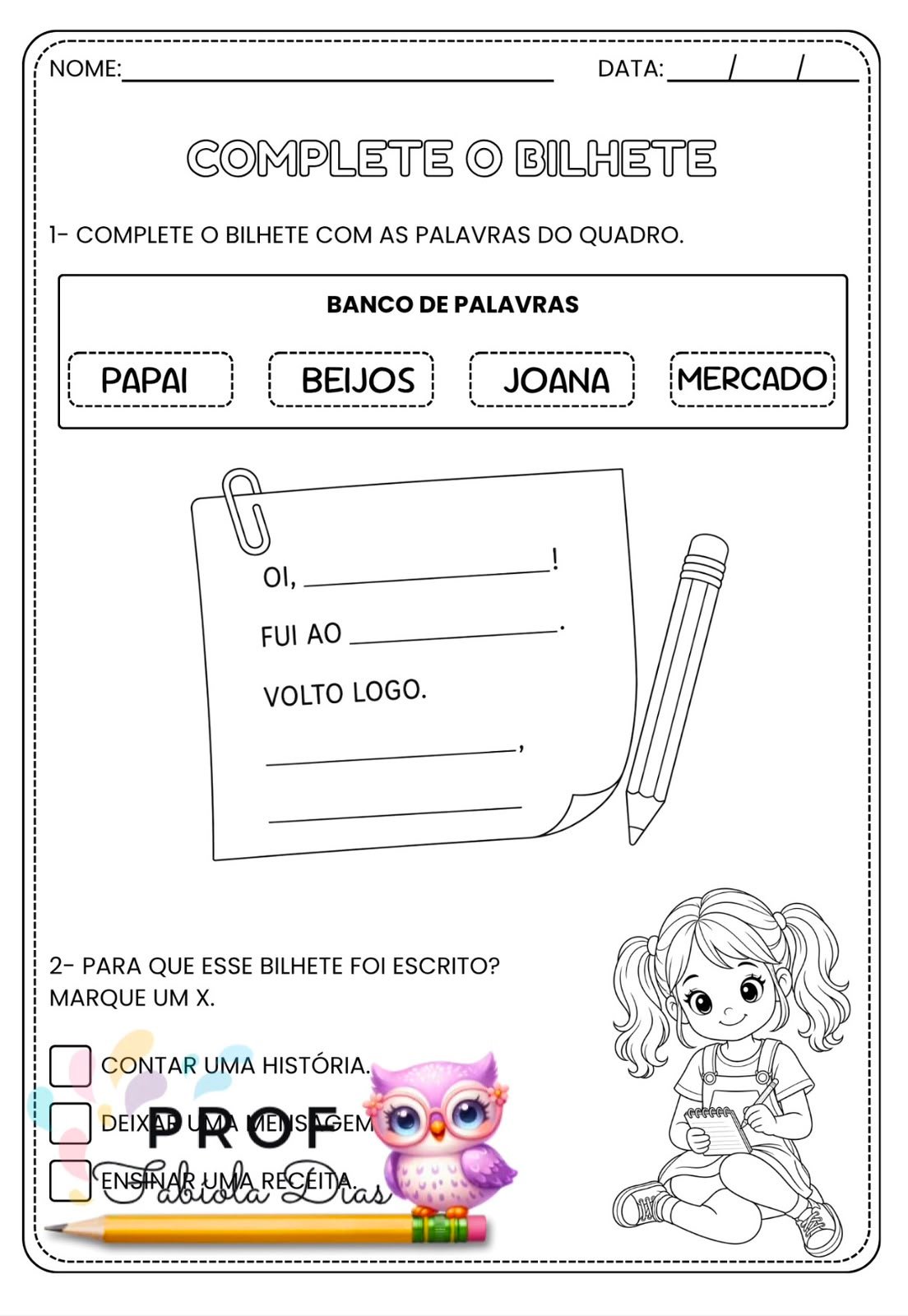 gênero textual bilhete